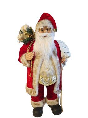 Christmas Santa Claus 32in  With Naughty/Nice List and Toy Bag